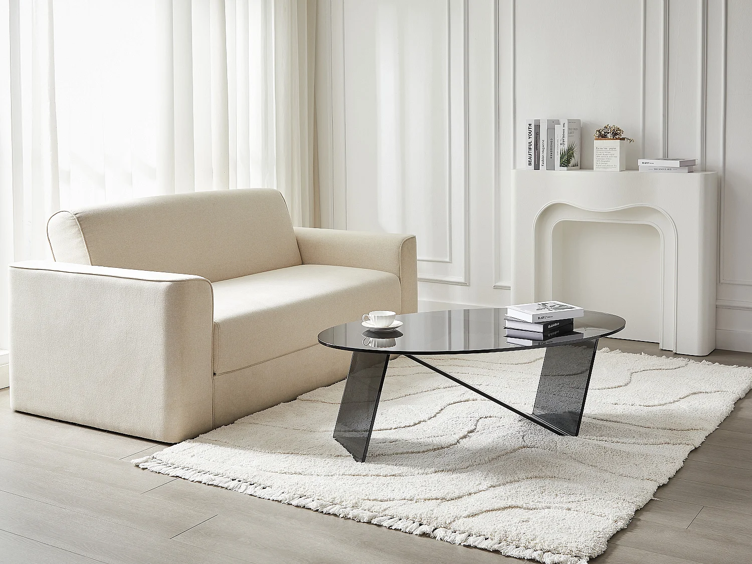 Table basse en verre trempé - Anthracite - ELOWEN