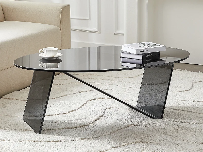 Table basse en verre trempé - Anthracite - ELOWEN