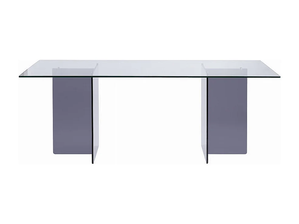 Table à manger 8 personnes en verre trempé - Transparent et anthracite - BYLENA