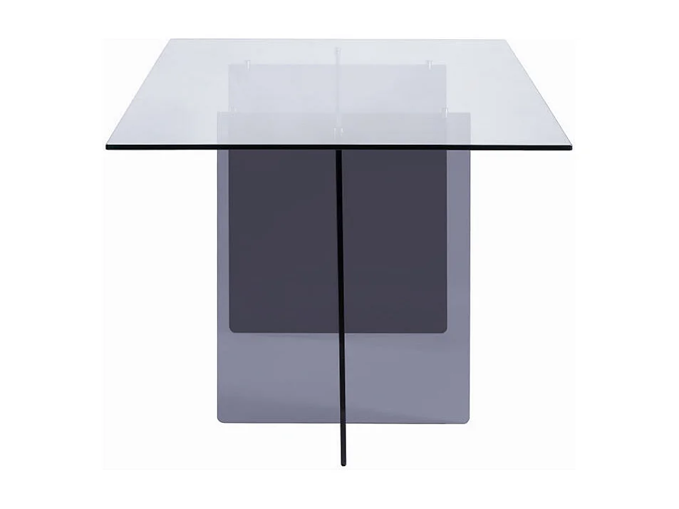 Table à manger 8 personnes en verre trempé - Transparent et anthracite - BYLENA
