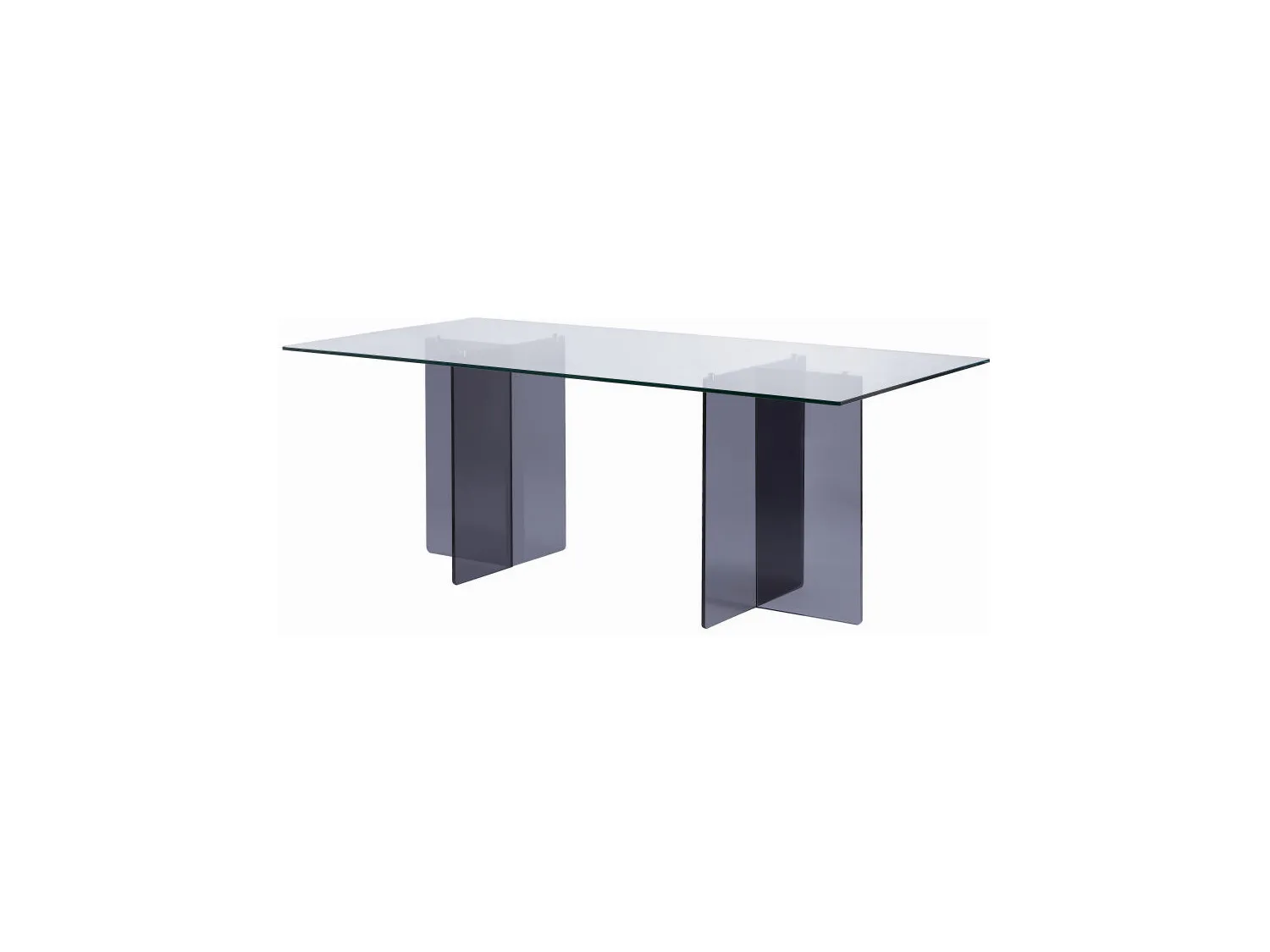 Eettafel voor 8 personen van gehard glas - Transparant en antraciet - BYLENA