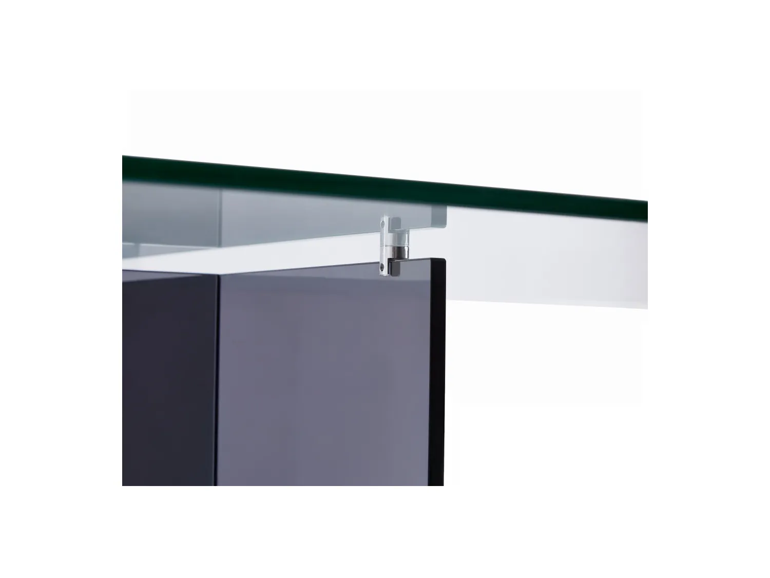 Eettafel voor 8 personen van gehard glas - Transparant en antraciet - BYLENA