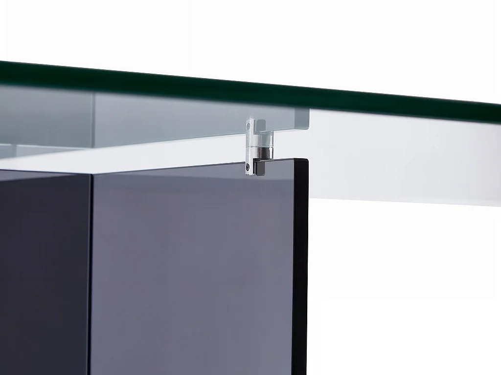 Esstisch für 8 Personen - Sicherheitsglas - Transparent & Anthrazit - BYLENA