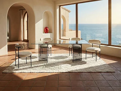 Tempered Glass dining table Seats 8 - Clear and Anthracite - BYLENA