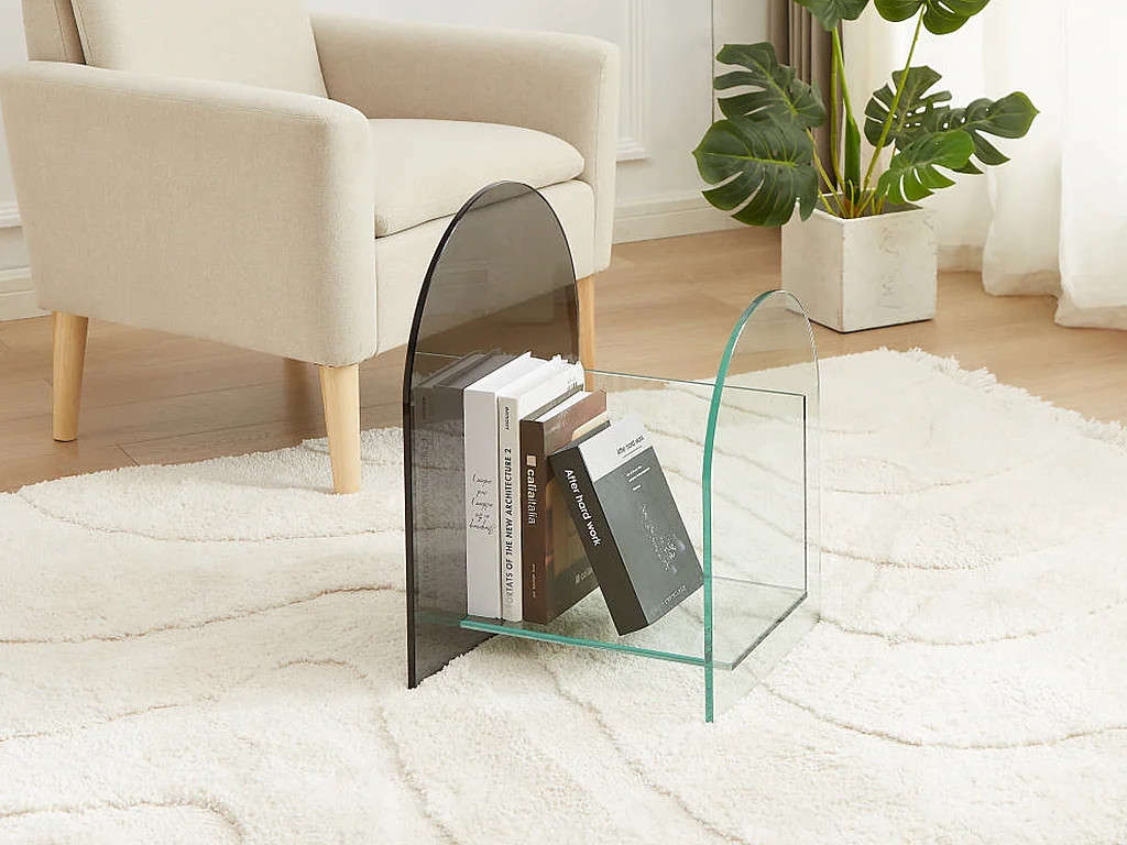 Porte-revue en verre trempé - Transparent et gris - DUSILLA