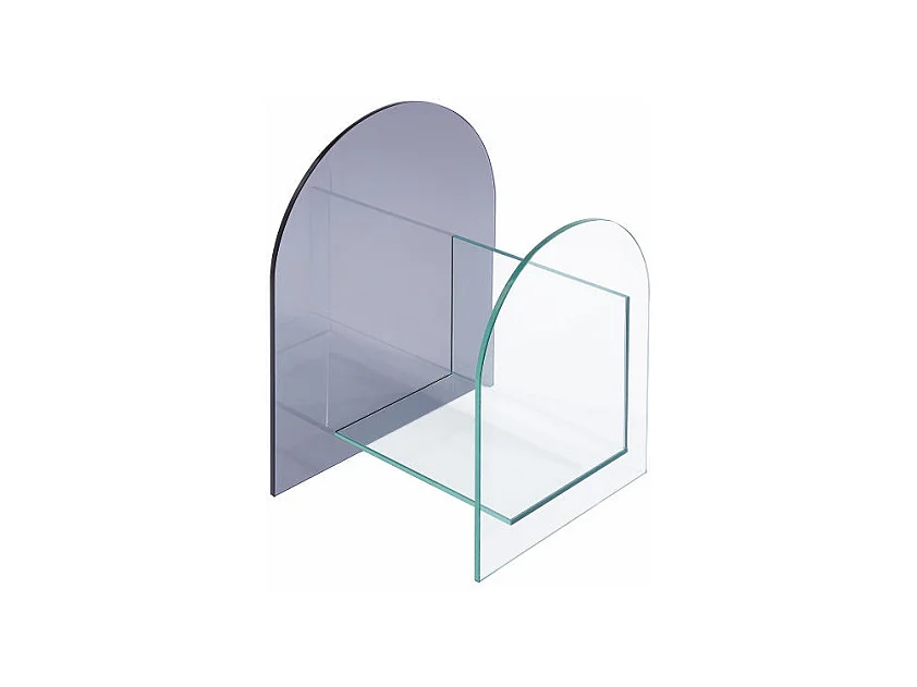 Revistero de vidrio templado - Transparente y gris - DUSILLA