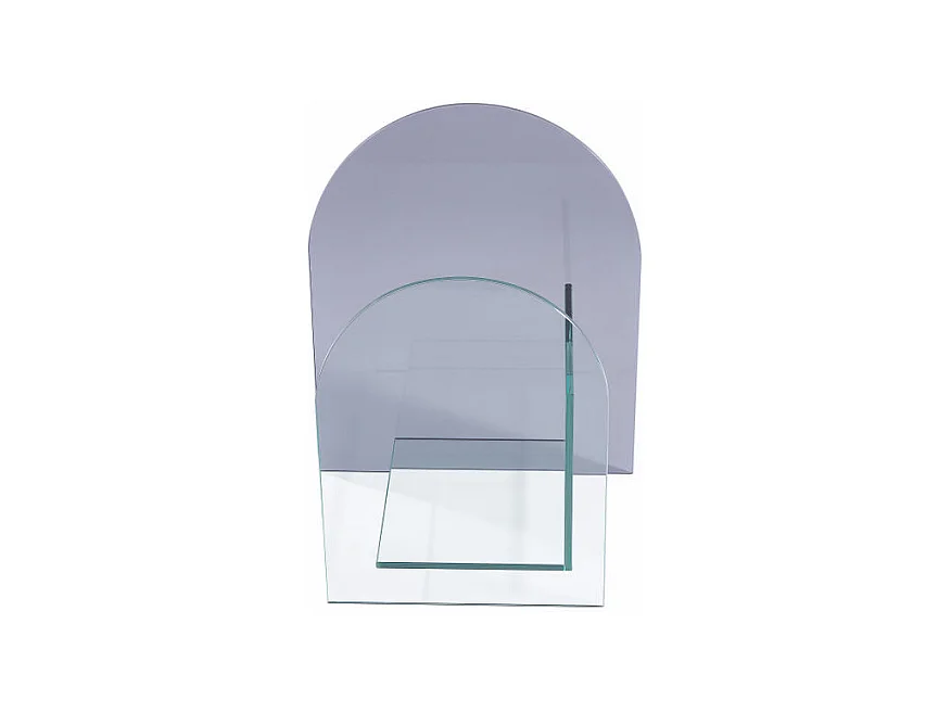 Revistero de vidrio templado - Transparente y gris - DUSILLA