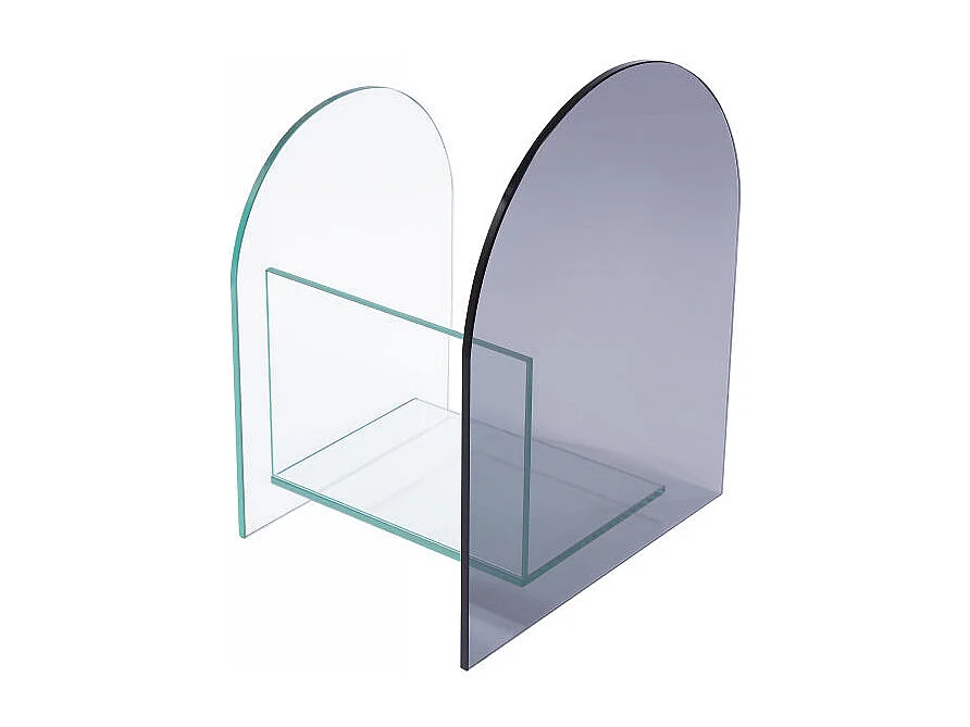 Porte-revue en verre trempé - Transparent et gris - DUSILLA