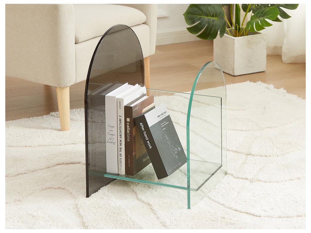 Zeitungsständer - Sicherheitsglas - Transparent & Grau - DUSILLA