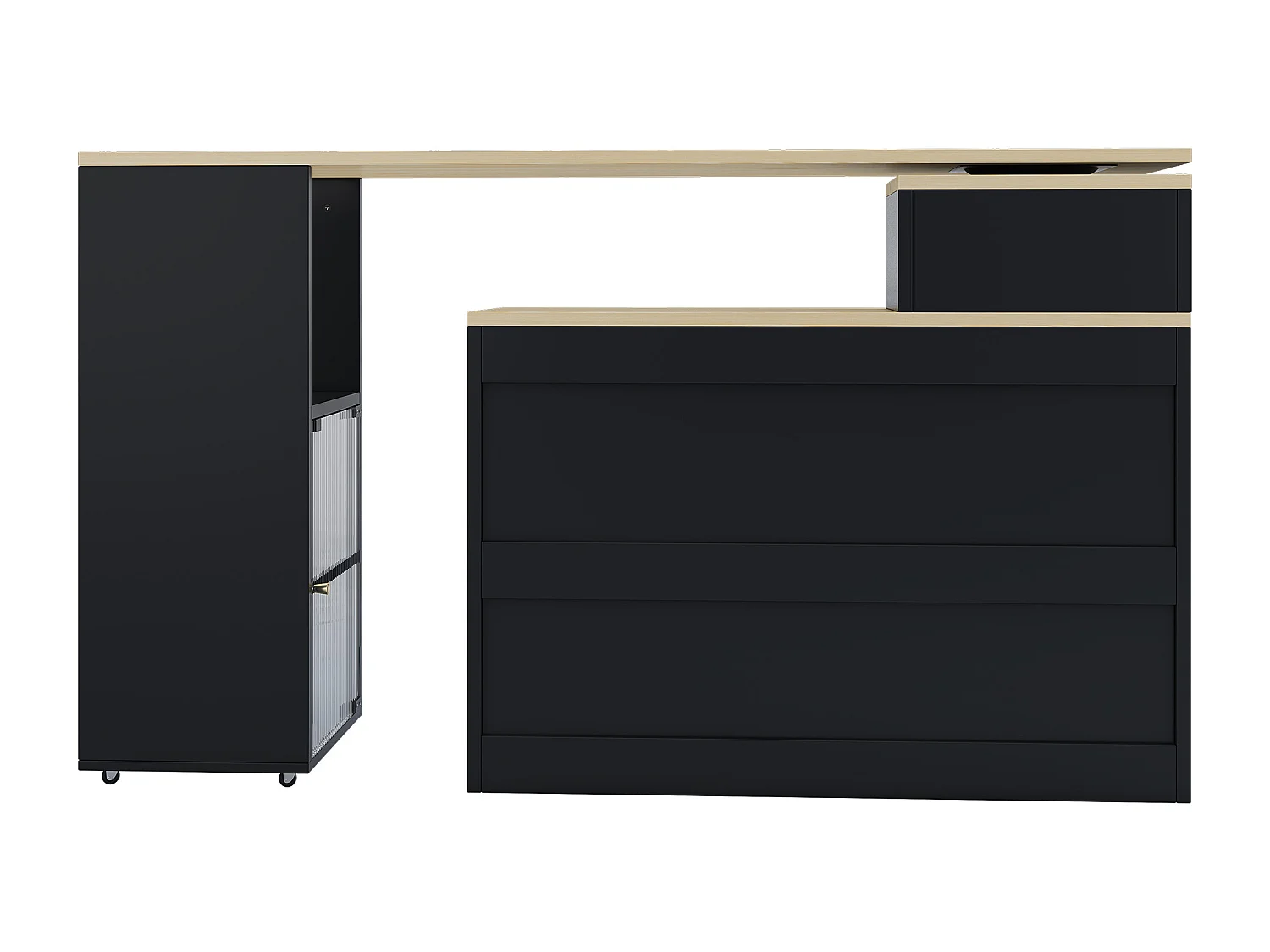 Meuble de bar pivotant et escamotable、Buffet multifonctionnel - grand espace de rangement - Noir