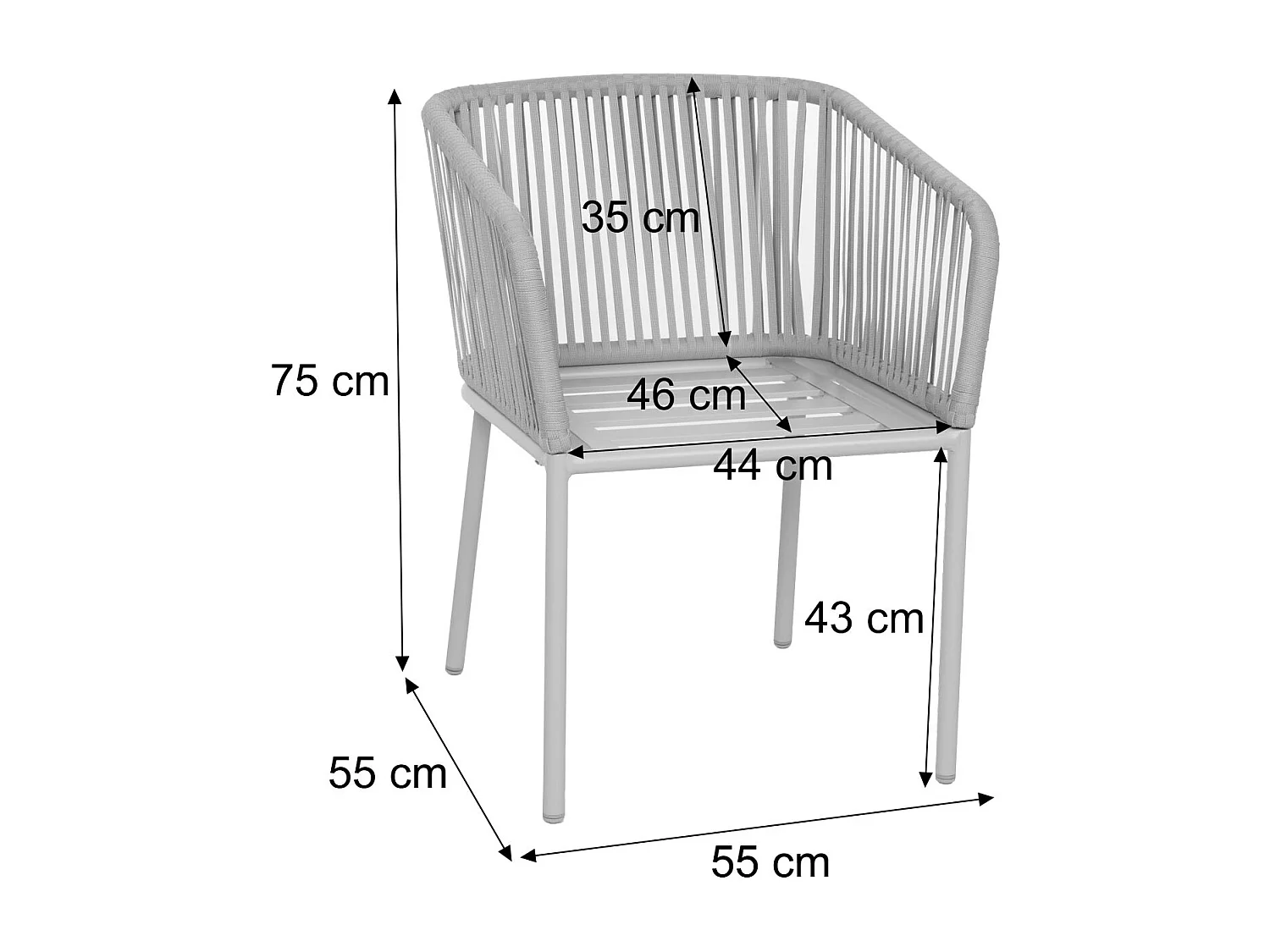 2er-Set Gartenstuhl MCW-N41, Hellgrau Kissen hellgrau