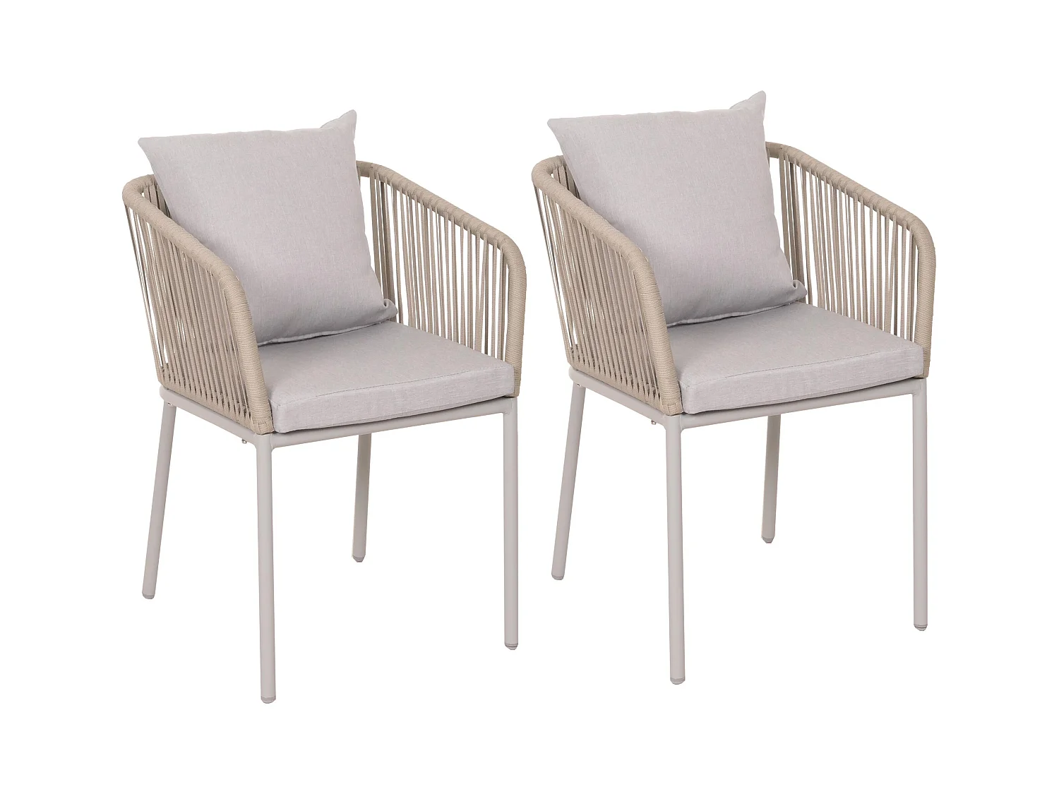 Lot de 2 chaises de jardin MCW-N41,  gris clair Coussin gris clair