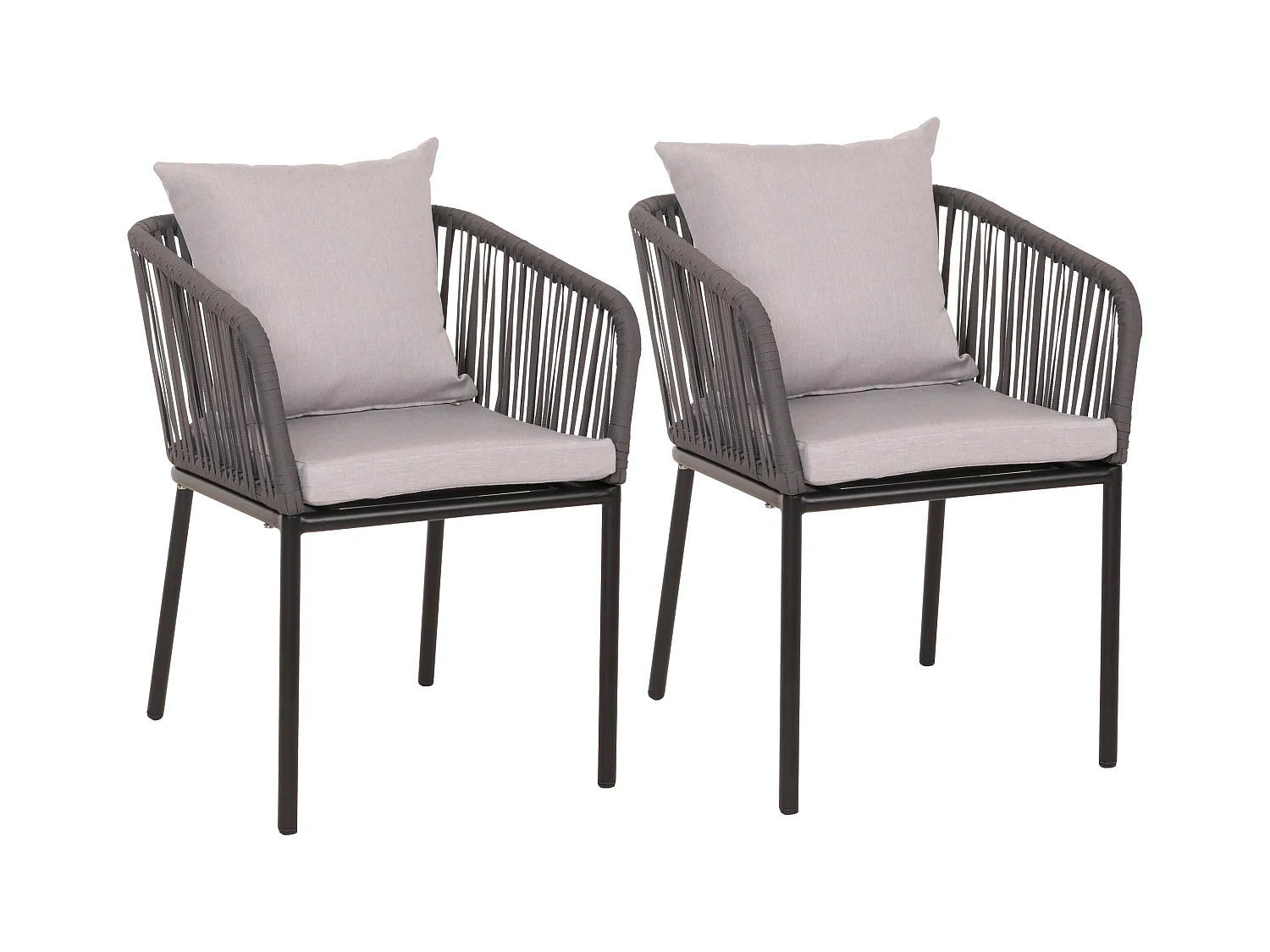 Lot de 2 chaises de jardin MCW-N41,  anthracite Coussin gris clair