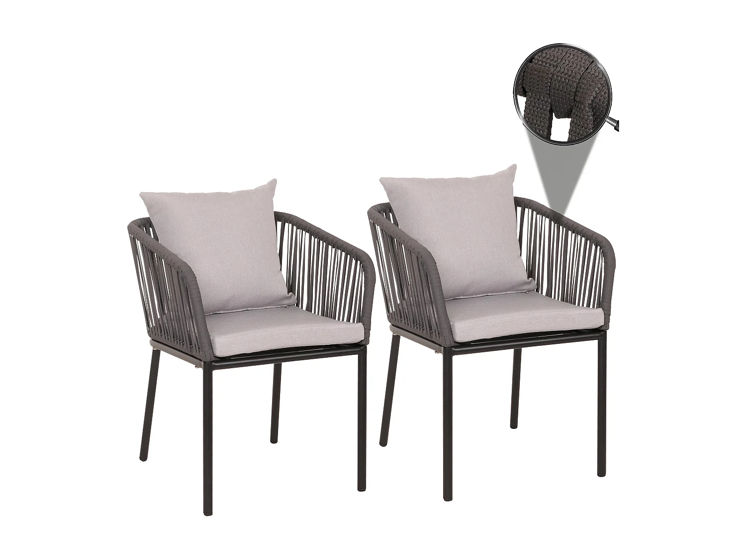 Lot de 2 chaises de jardin MCW-N41,  anthracite Coussin gris clair