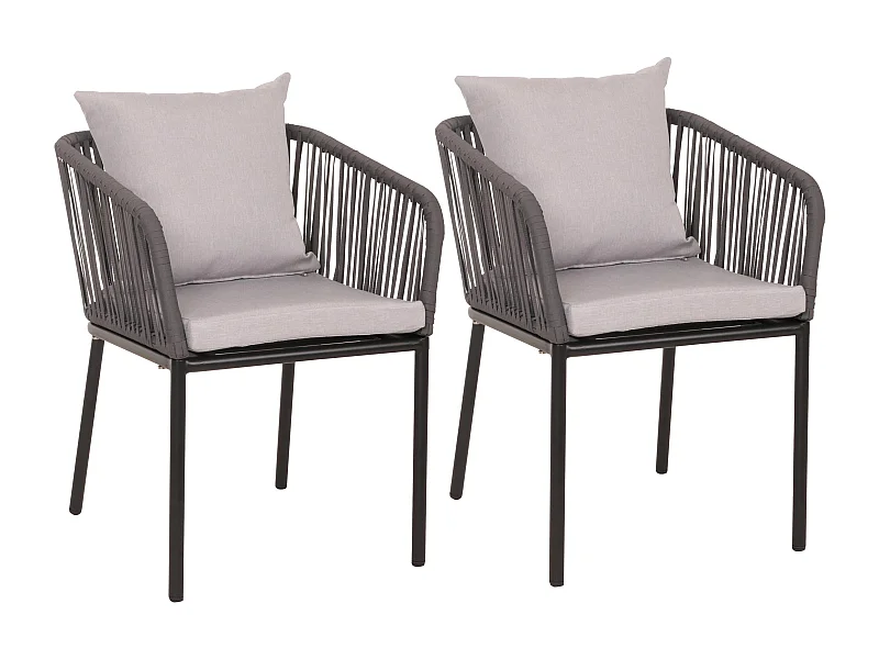 Lot de 2 chaises de jardin MCW-N41,  anthracite Coussin gris clair