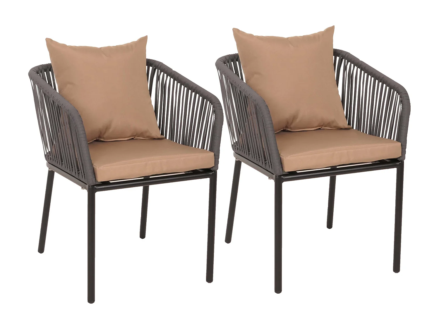 2er-Set Gartenstuhl MCW-N41, Anthrazit Kissen taupe