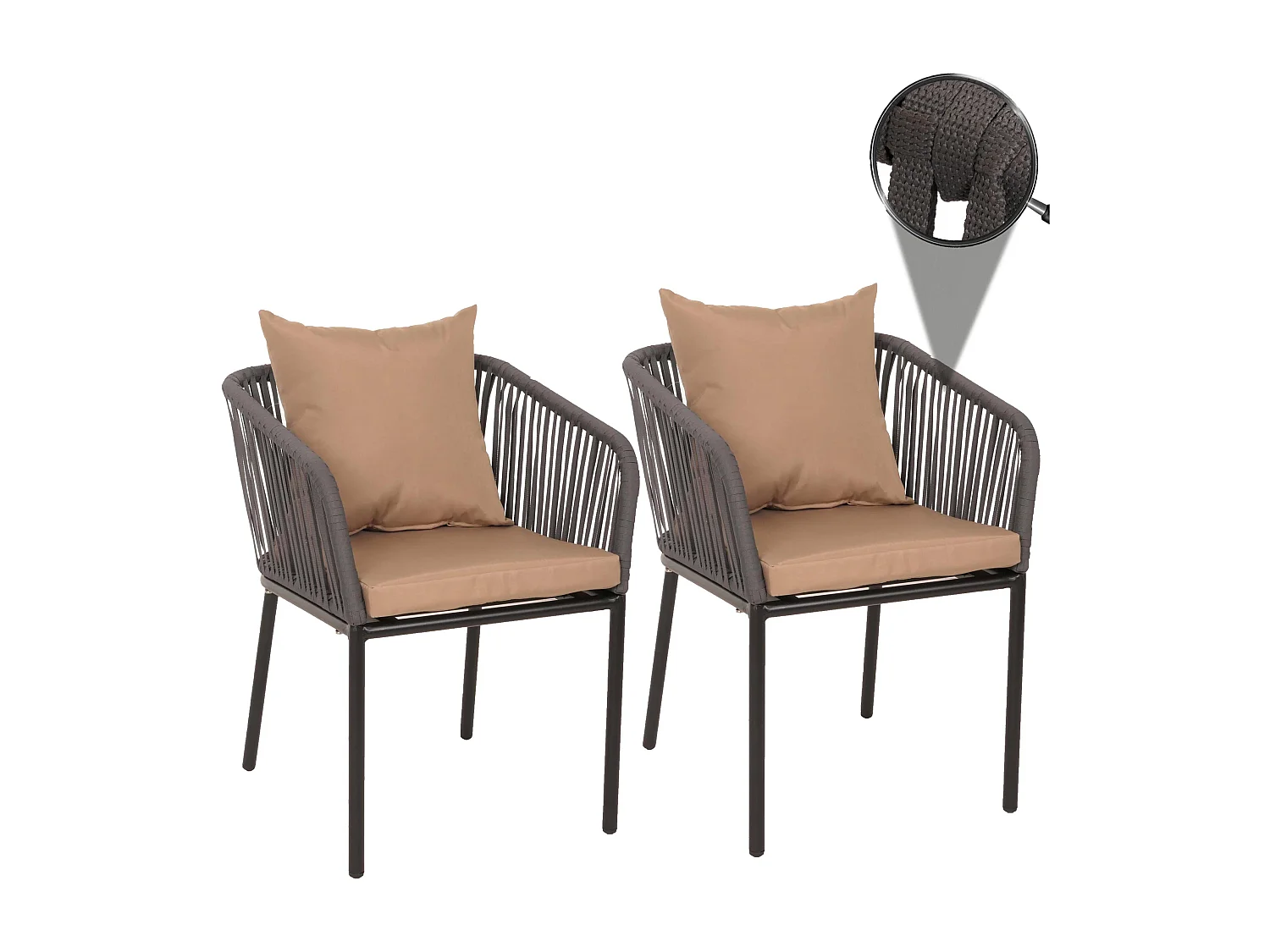 2er-Set Gartenstuhl MCW-N41, Anthrazit Kissen taupe