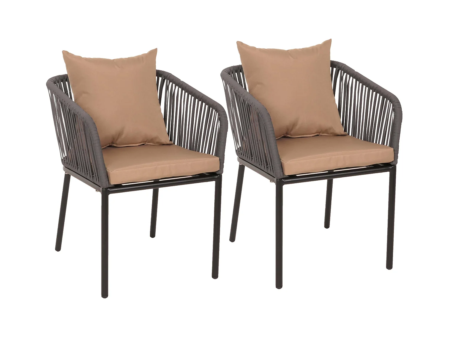 Lot de 2 chaises de jardin MCW-N41,  anthracite Coussin taupe