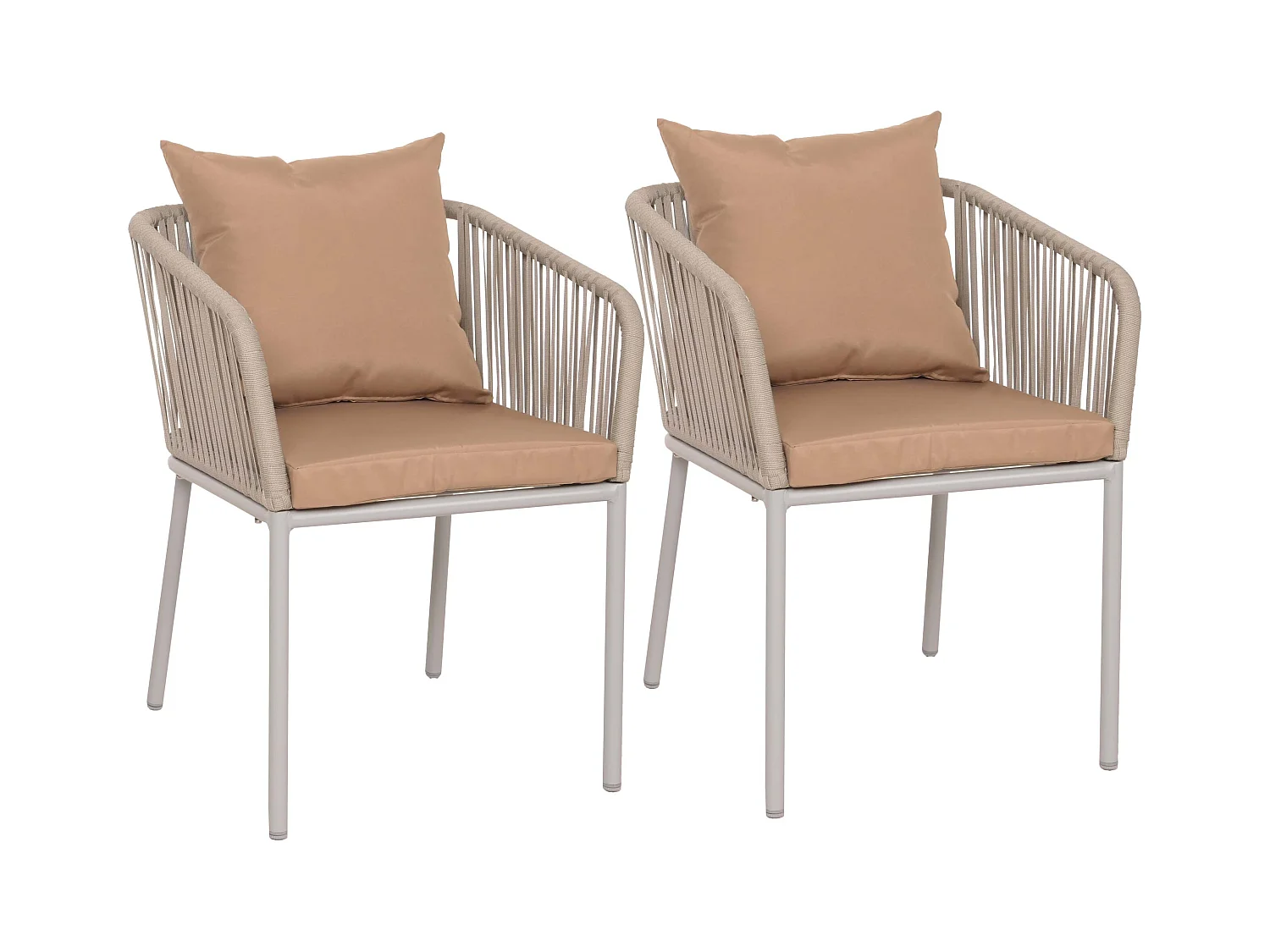 Lot de 2 chaises de jardin MCW-N41,  gris clair Coussin taupe
