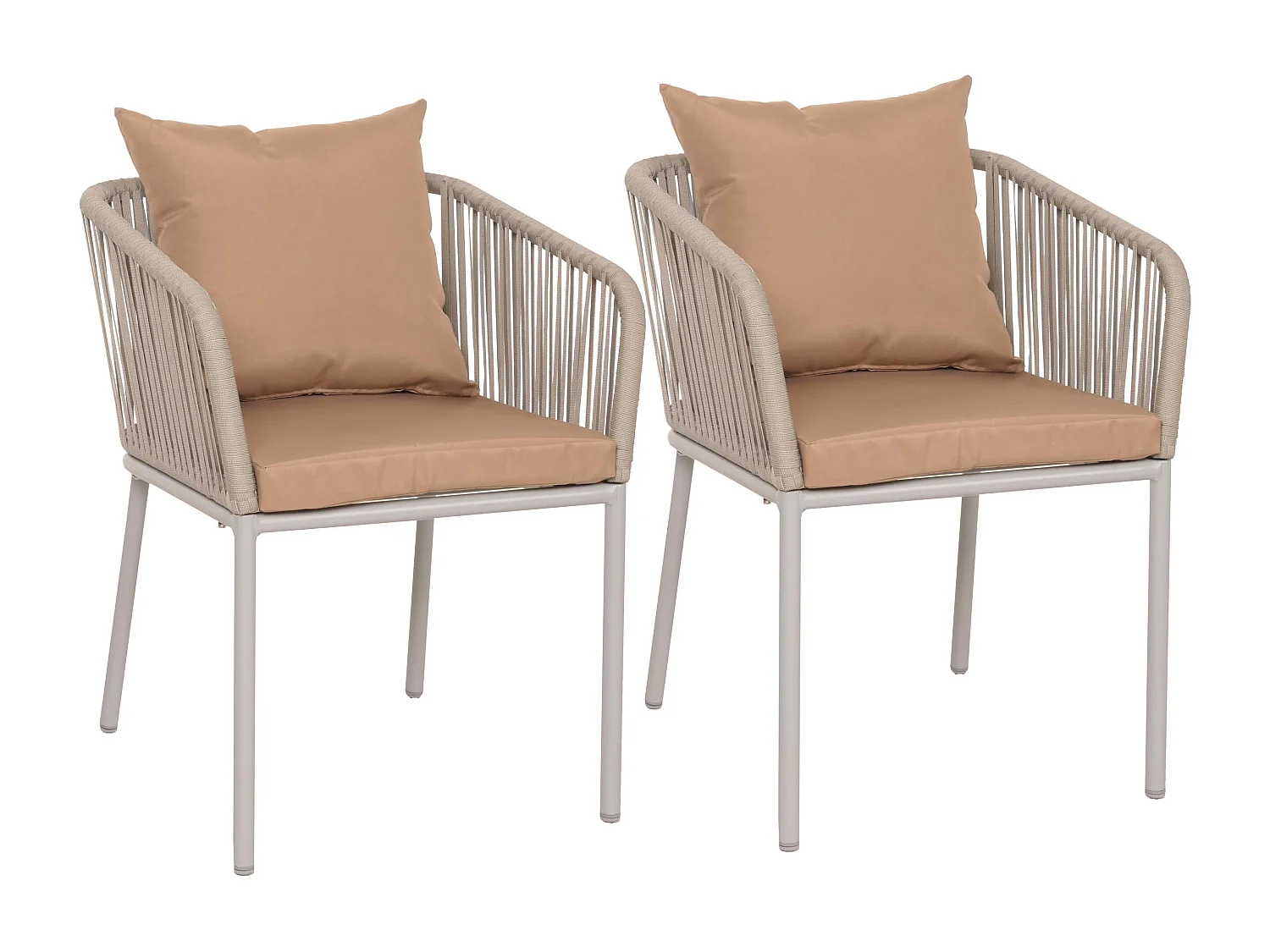 Set van 2 tuinstoelen MCW-N41,  lichtgrijs kussen taupe