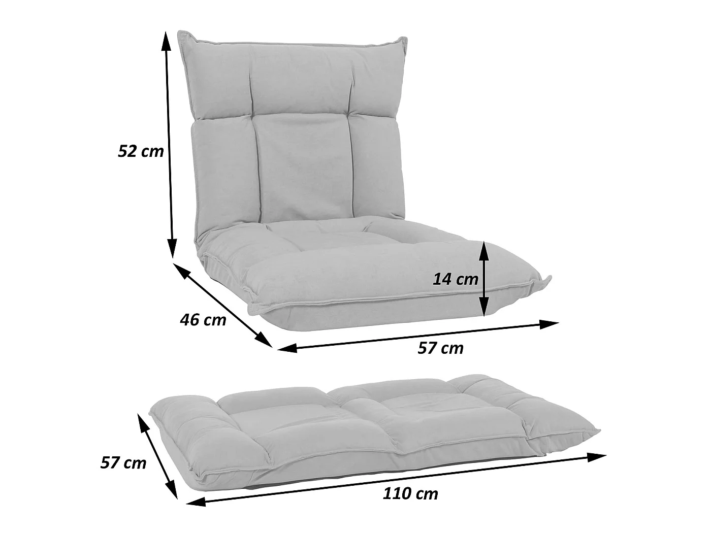 Sedia da pavimento MCW-N44, poltrona da pavimento cuscino 6 posizioni reclinabili, velluto ~ beige