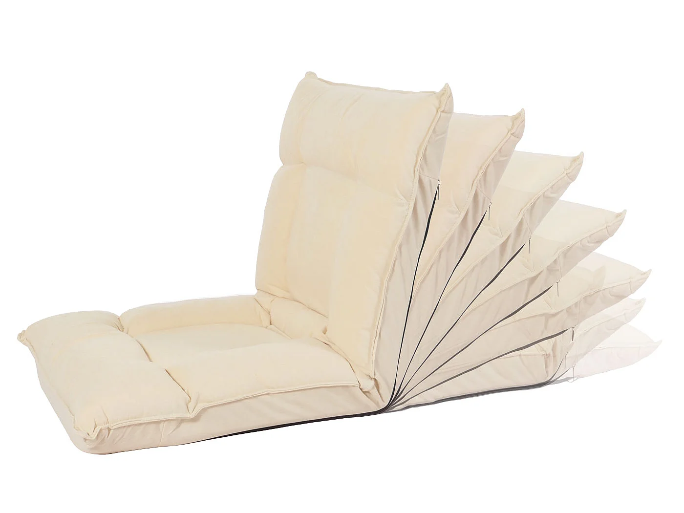 Sedia da pavimento MCW-N44, poltrona da pavimento cuscino 6 posizioni reclinabili, velluto ~ beige