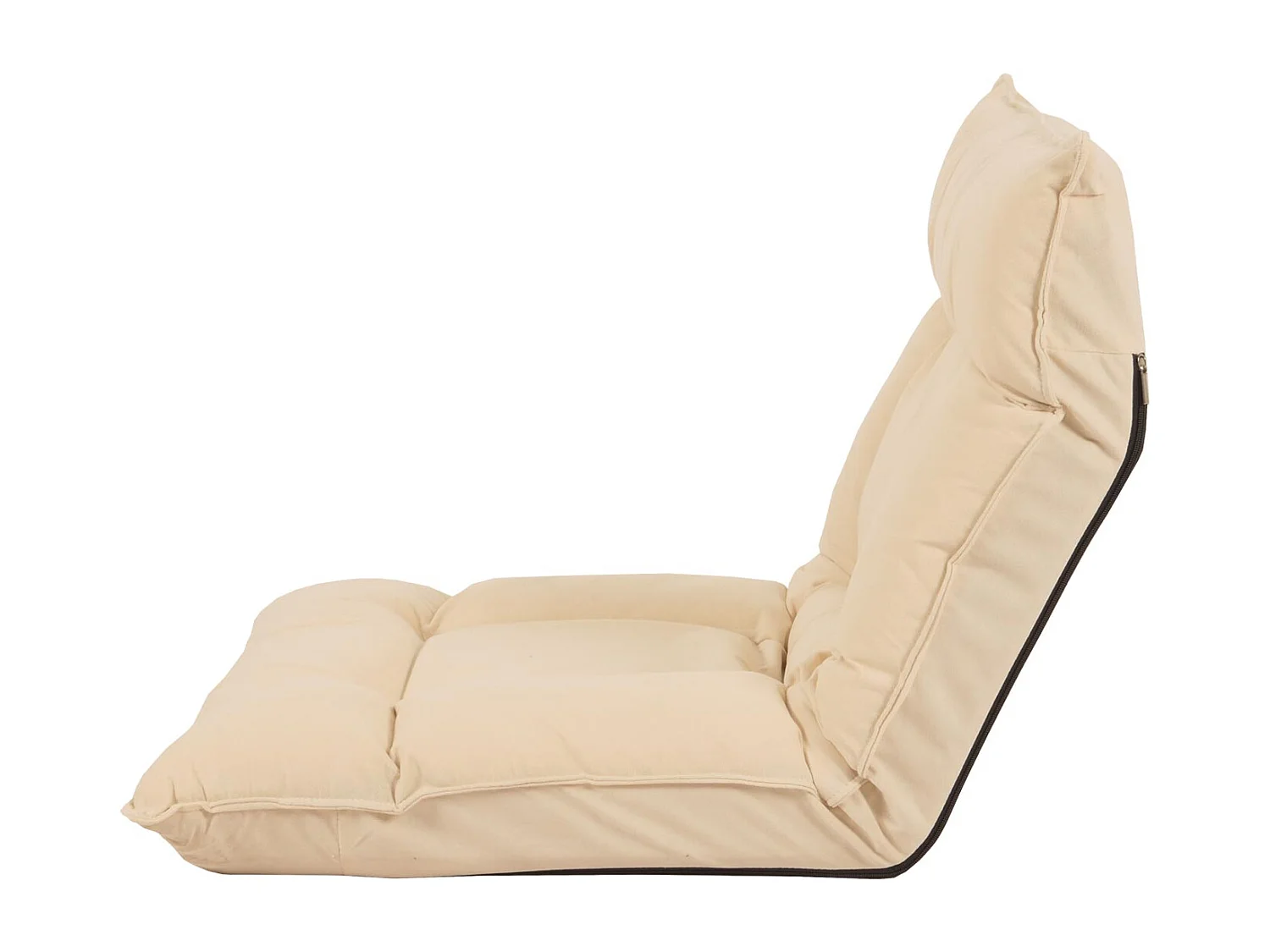 Sedia da pavimento MCW-N44, poltrona da pavimento cuscino 6 posizioni reclinabili, velluto ~ beige