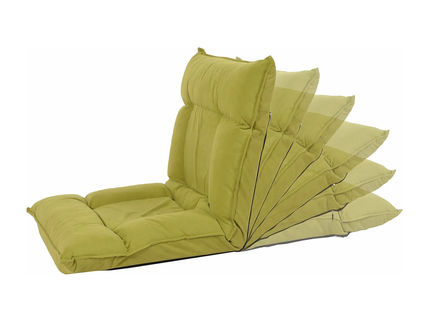 Sedia da pavimento MCW-N44, poltrona da pavimento cuscino 6 posizioni reclinabili, velluto ~ verde