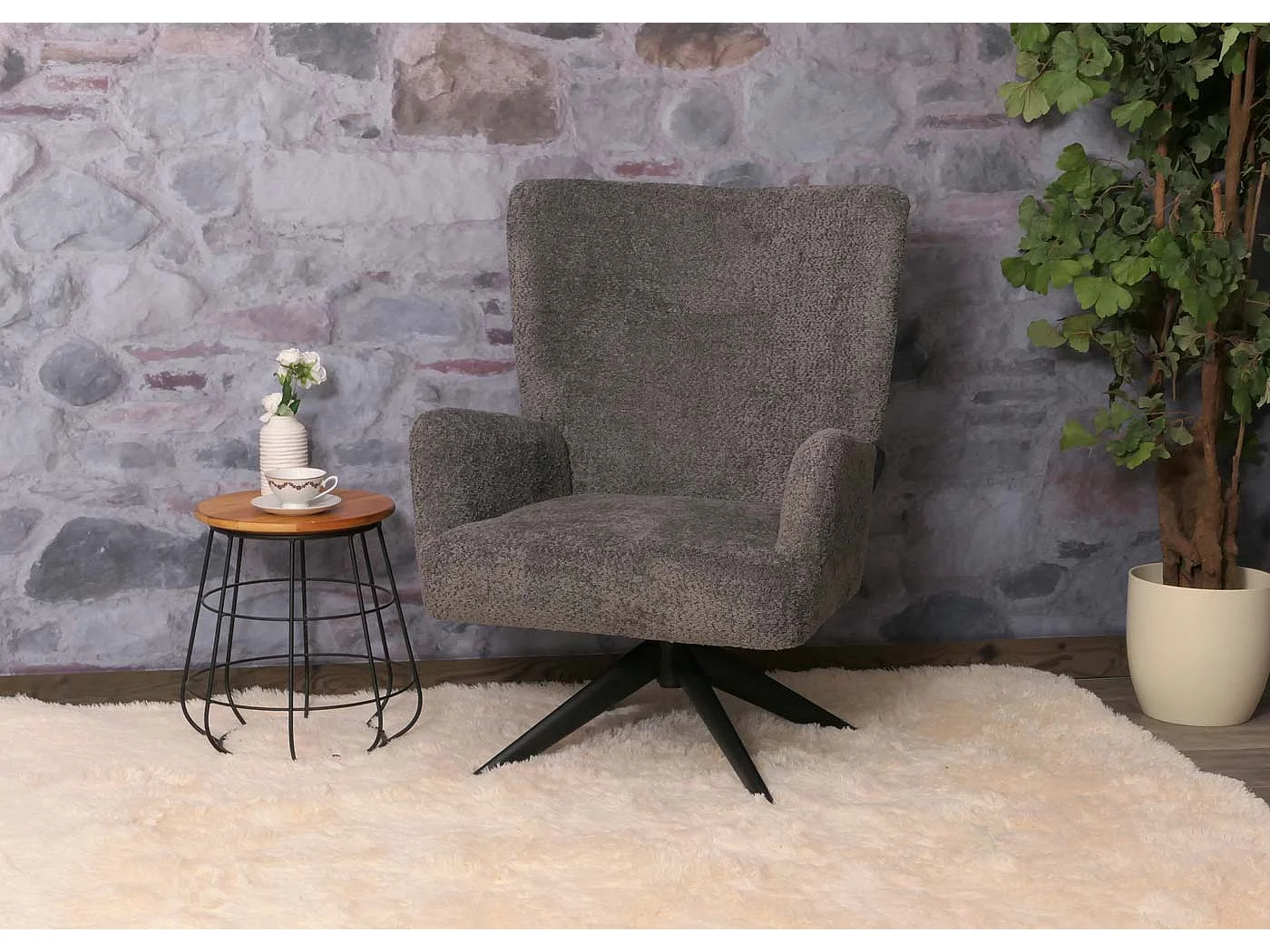 Loungefauteuil MCW-N65,  donkergrijs