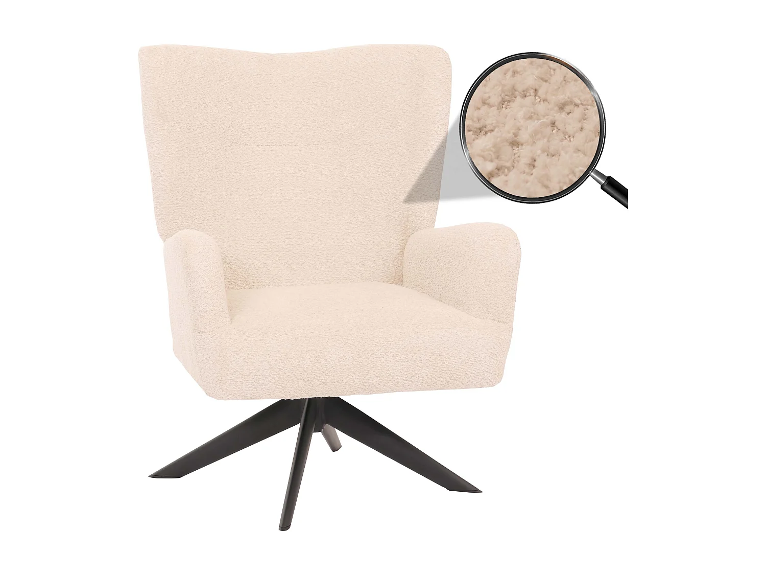 Fotel wypoczynkowy MCW-N65,  kremowo-beżowy