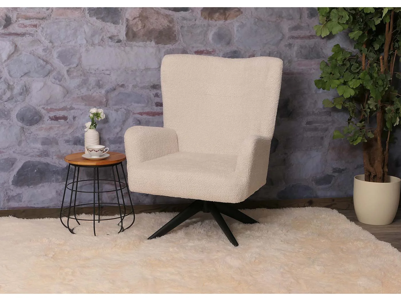 Fotel wypoczynkowy MCW-N65,  kremowo-beżowy