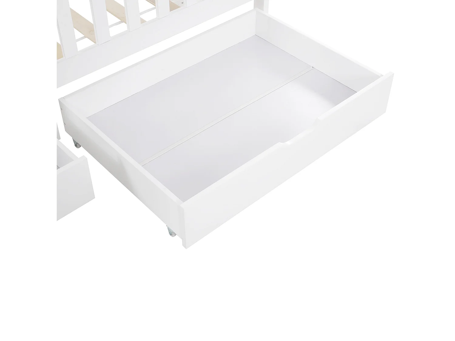 Deux tiroirs, espace de rangement sous le lit, MDF + roulettes au sol, blanc (93x67x20cm) （tiroirs uniquement）