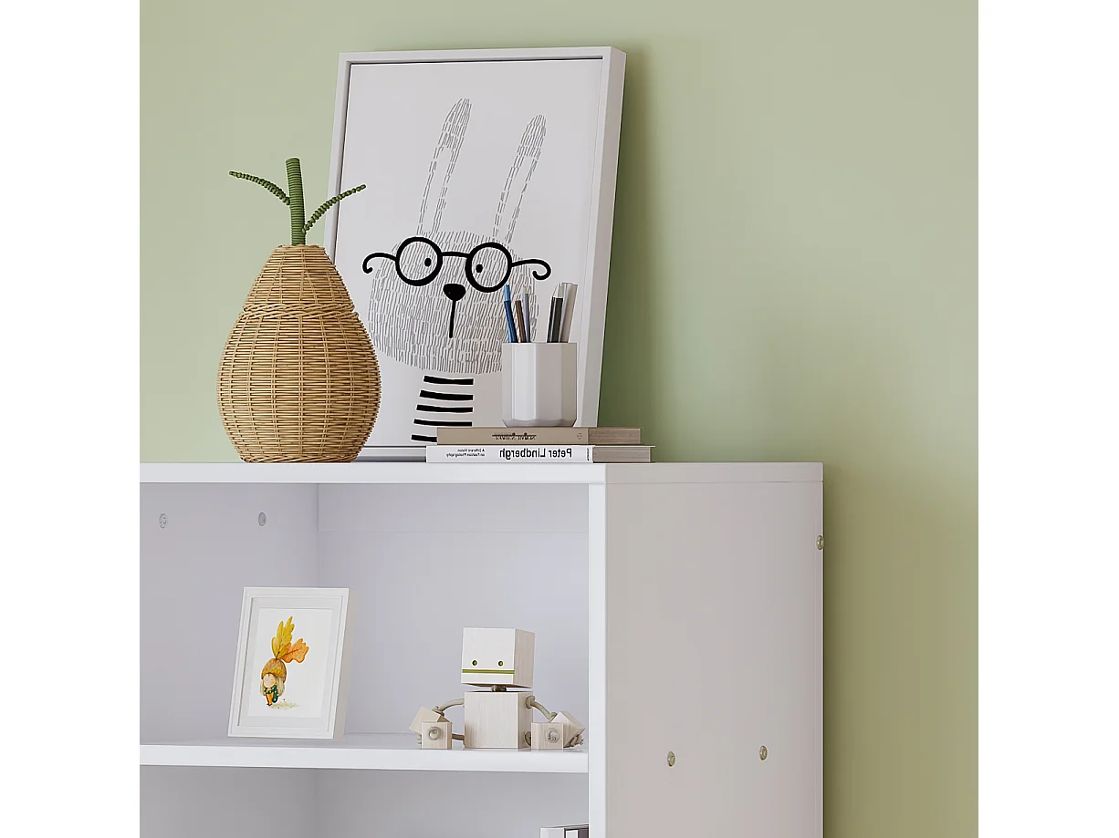 Estante 60x50x120cm, prateleira com três prateleiras e uma gaveta, corrediças silenciosas, quarto, sala, MDF, branco