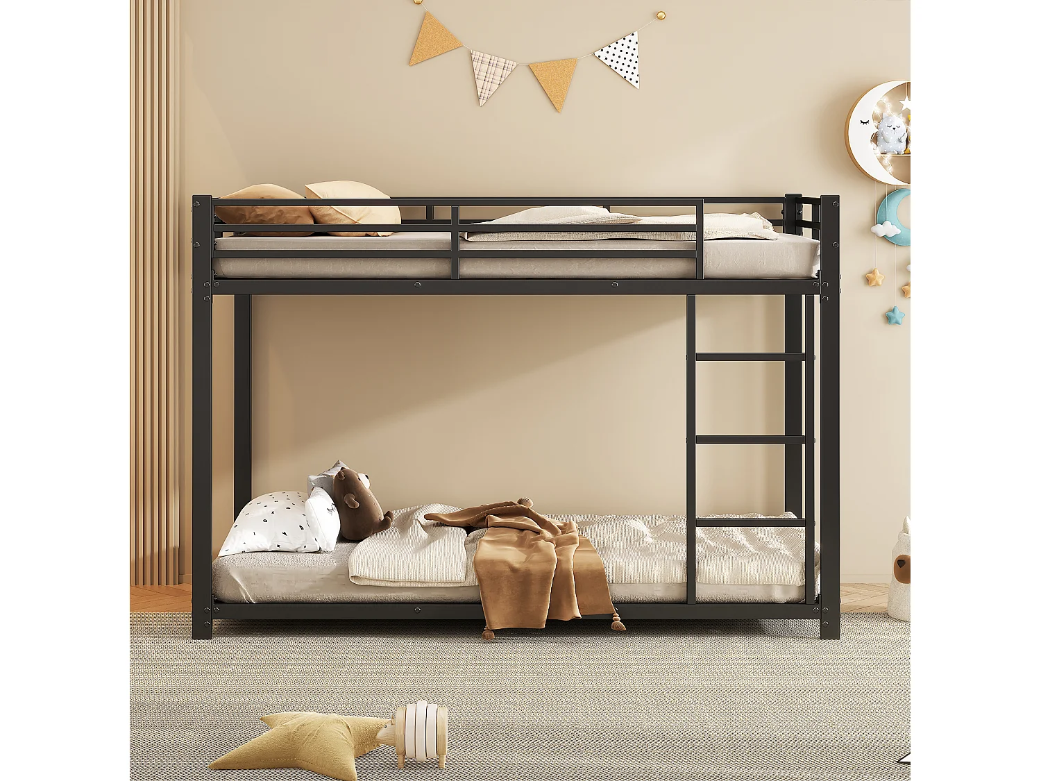 Lits pour enfants 90*200, lits superposés, lits en fer, lits superposés en fer de forme classique, noir