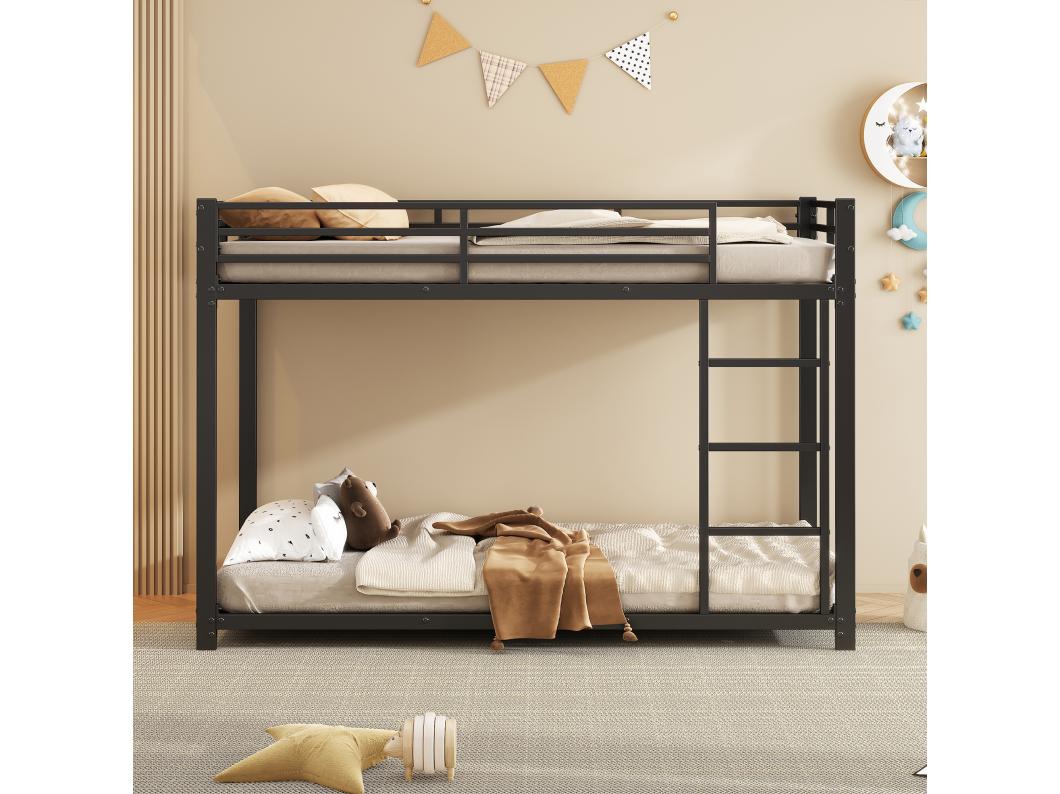 Kinderbedden 90*200, stapelbedden, ijzeren bedden, klassieke vorm ijzeren stapelbedden, zwart