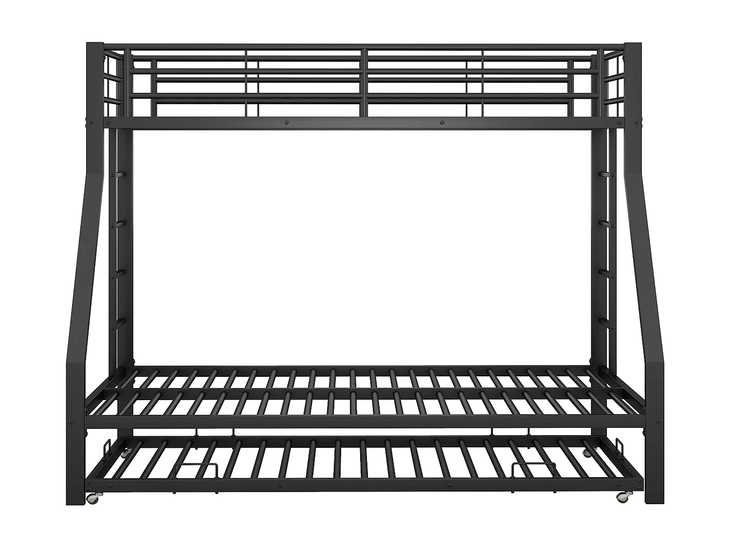 Lit superposé en métallique avec lit extensible 90(140)x200cm - lit d'adolescents avec échelle des 2 côtés pour enfants facile à monter - noir