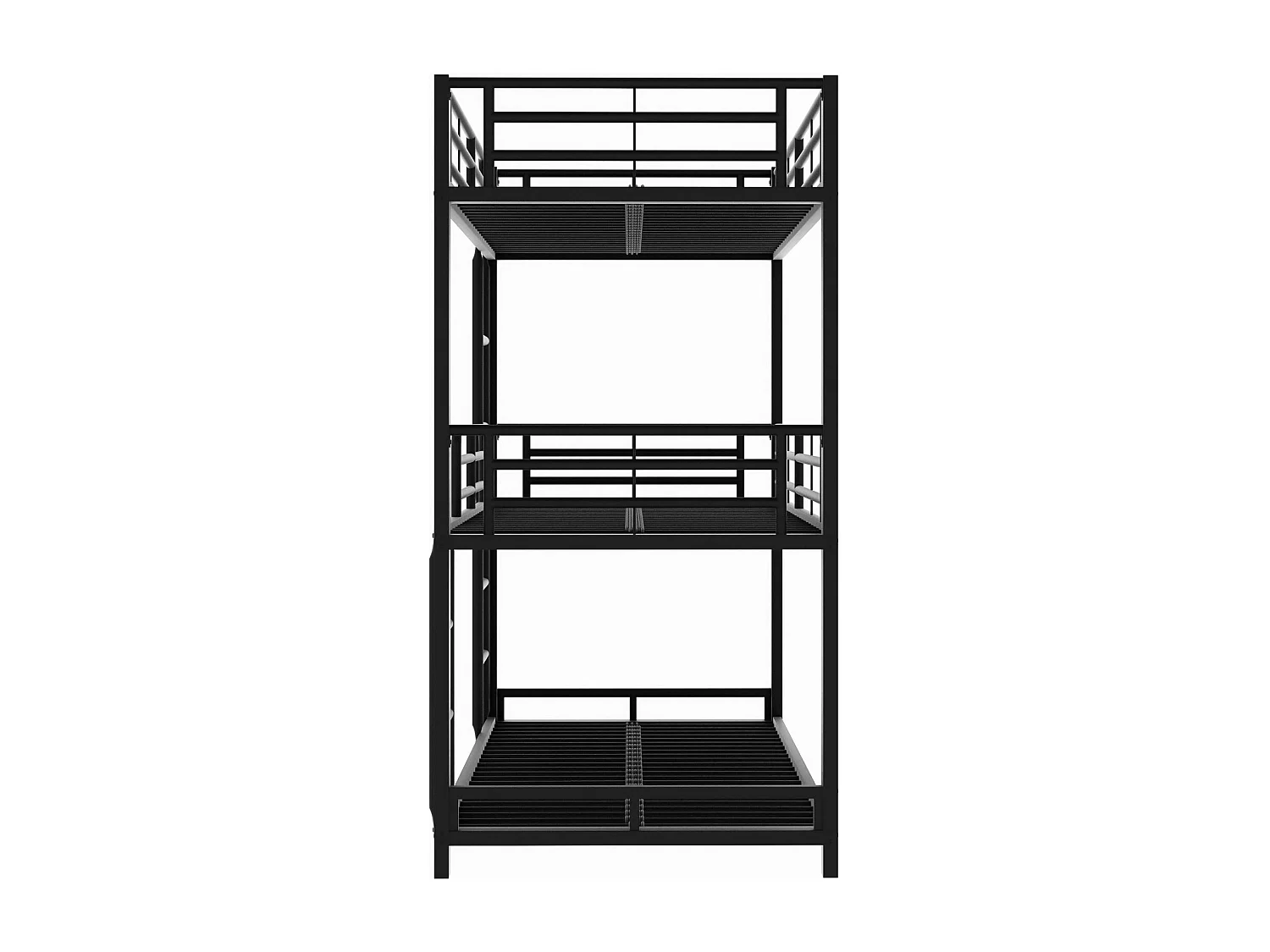 Drievoudig stapelbed 90x200cm, metalen bedframe met ladders, voor kinderen, tieners en volwassenen, zwart