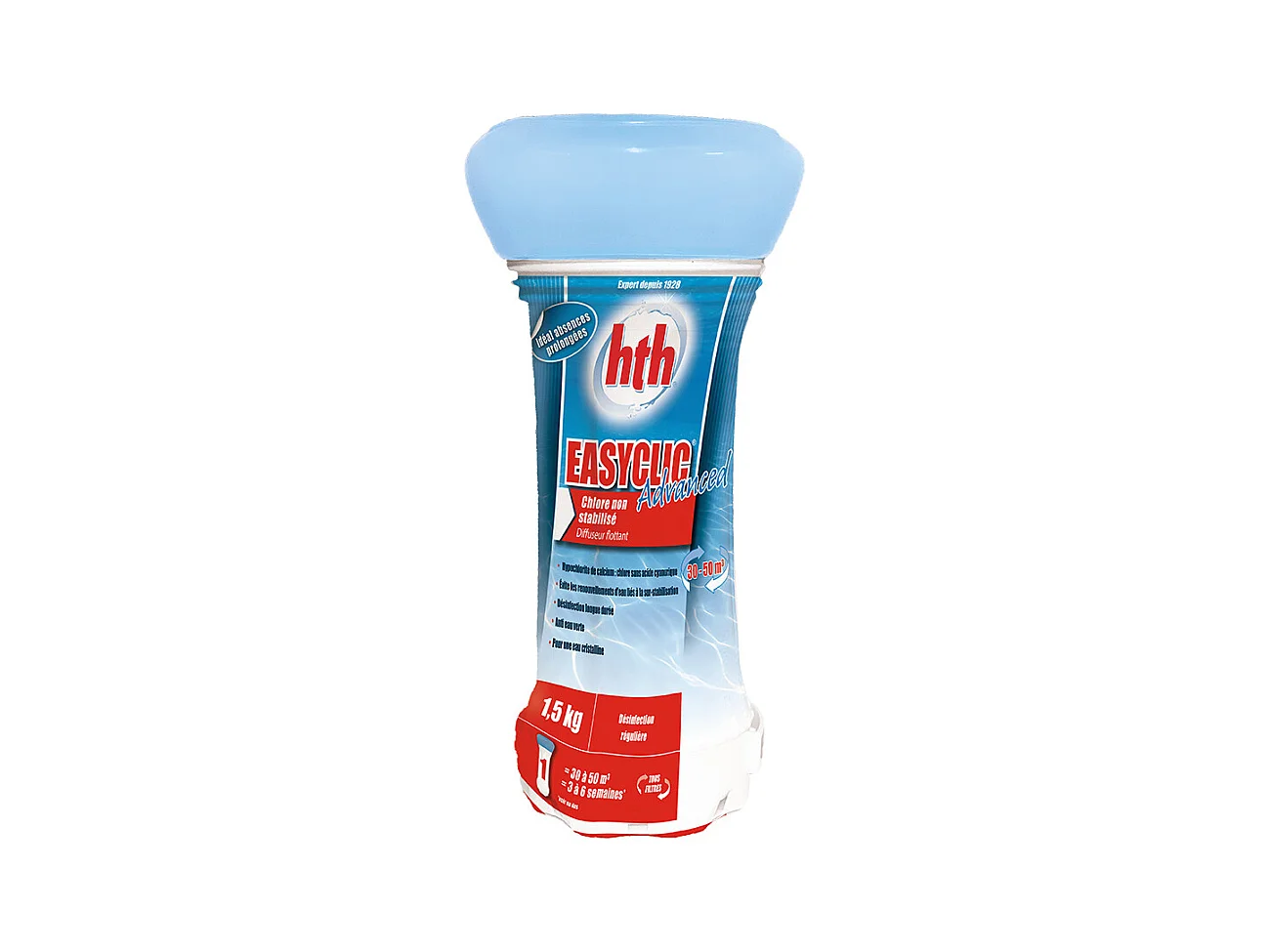 Chlore non stabilisé en diffuseur flottant EasyClic Advanced 1,50 kg - HTH