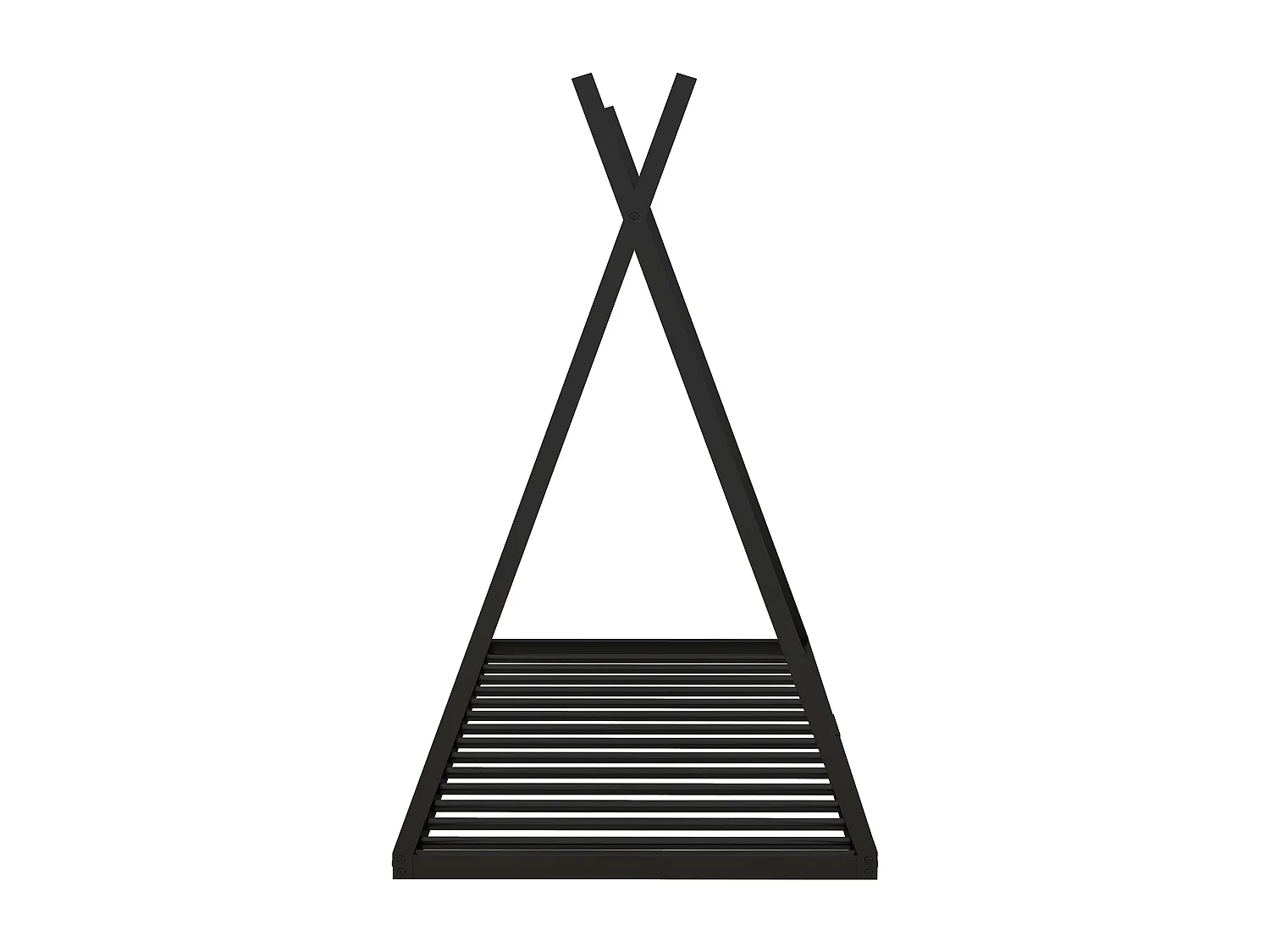 Cama cabina 90x200cm, cama infantil triangular, estructura de hierro con somier de láminas, negro