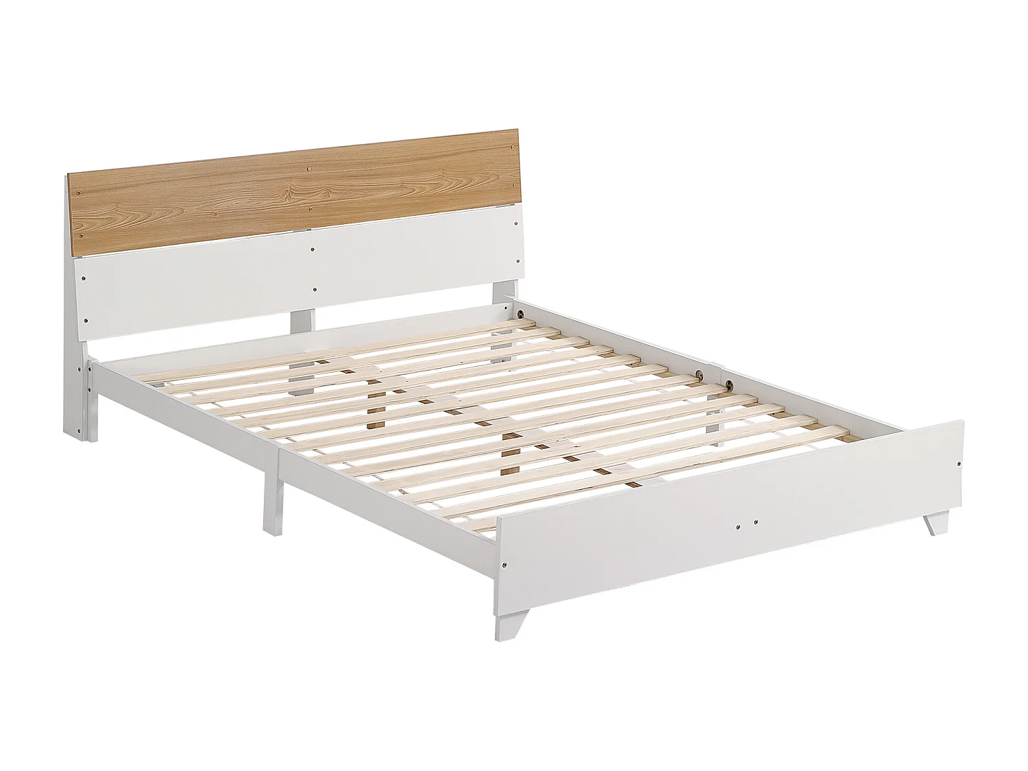 Ensemble de chambre complet, 3 morceaux. Lit double moderne + table de chevet + commode, lit double 160x200cm avec pied central, table de chevet avec 2 tiroirs