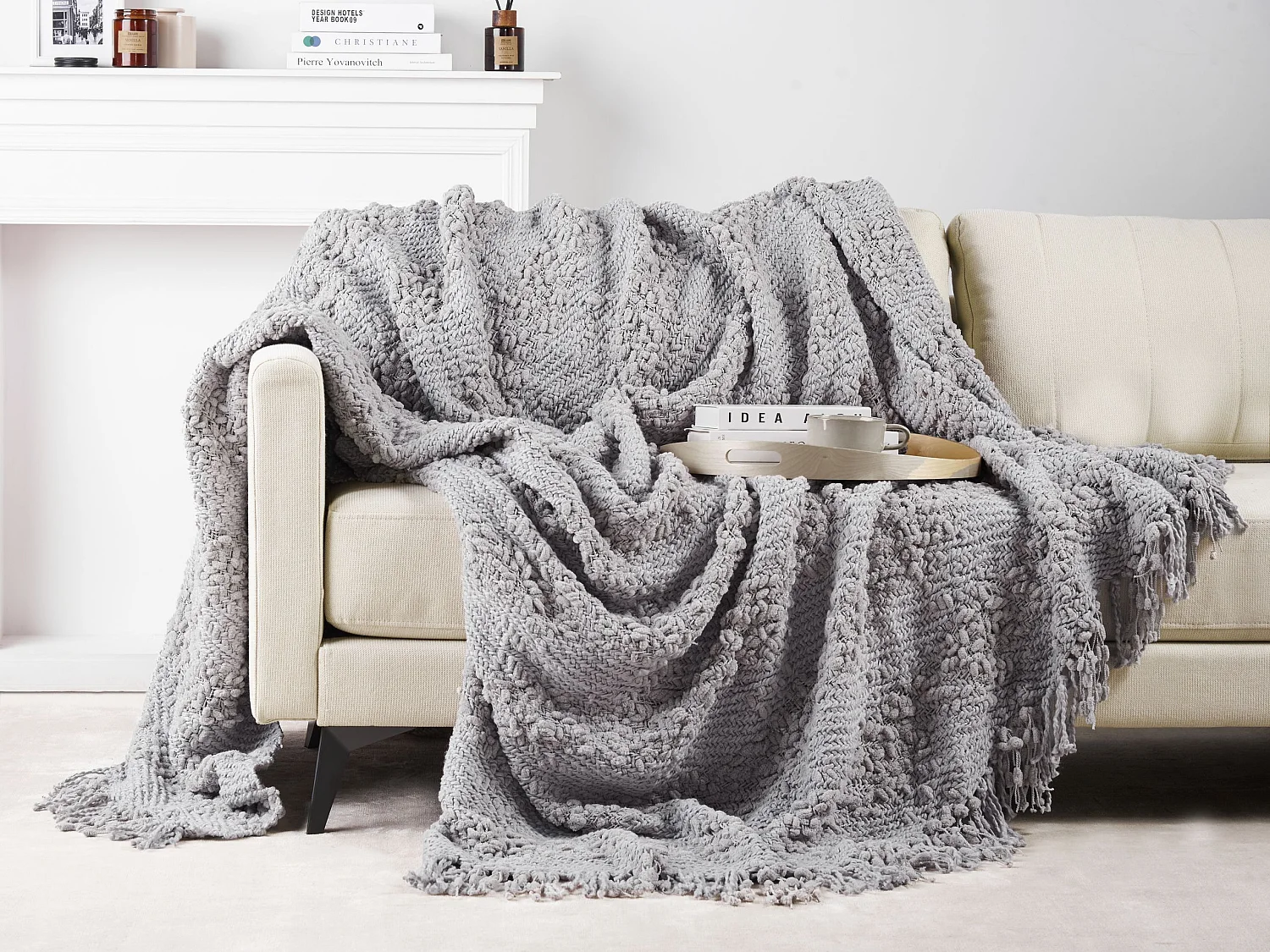 Blanket VELLA Cotton 220 x 240 cm Grey