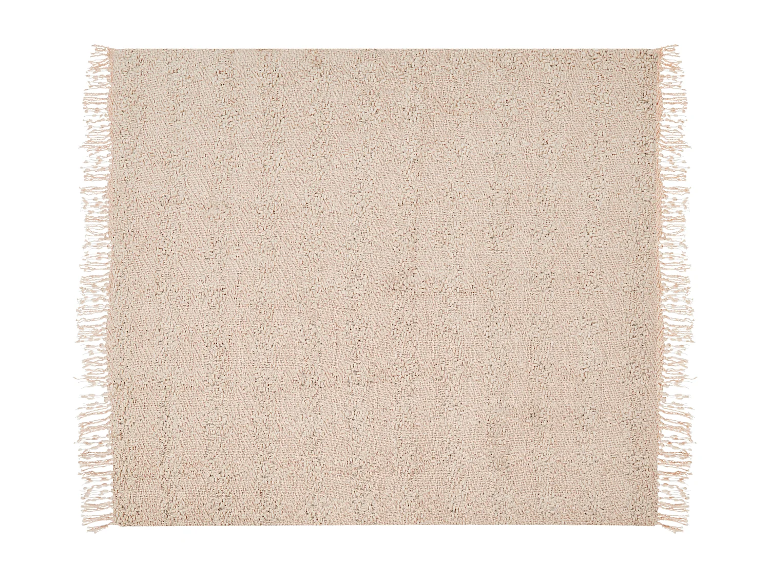 Decke Baumwolle gestrickt hellbeige mit Quasten 220 x 240 cm Kuscheldecke Vella