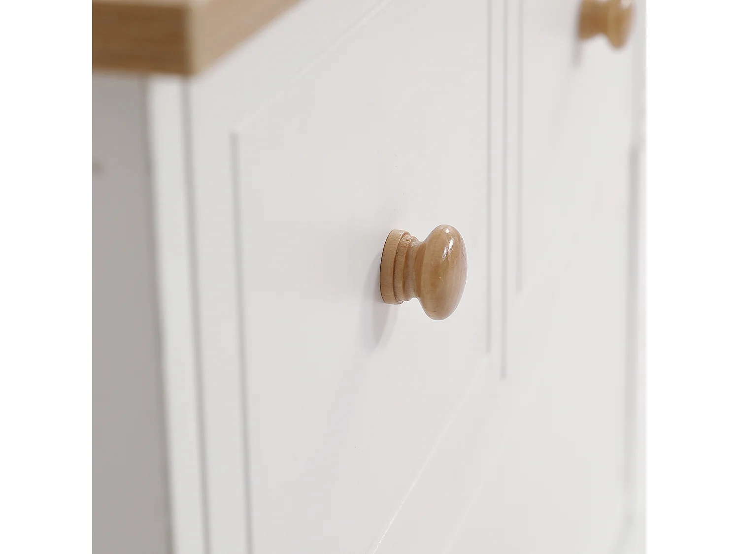 Comodino con 2 cassetti, 60x40x51,5 cm, guide silenziose, per soggiorno e camera da letto, MDF+truciolare, bianco+naturale