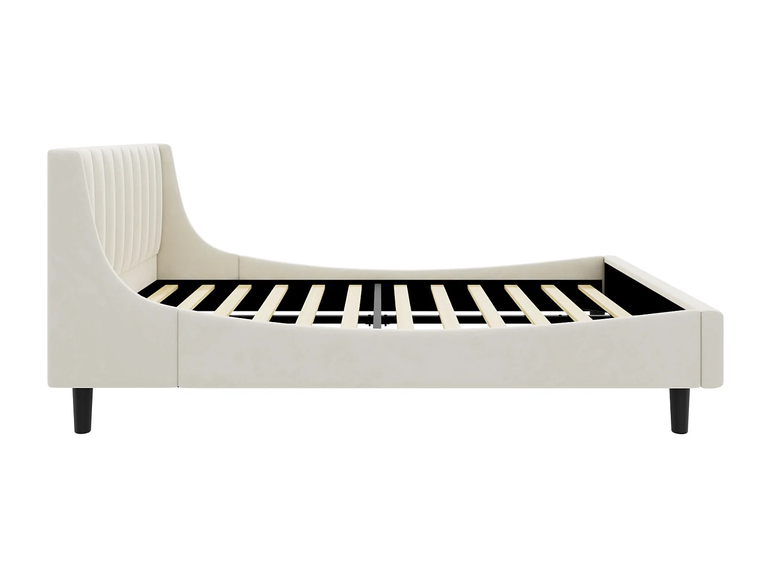 Lit adulte 140 x 200 cm, lit double, lit capitonné avec sommier à lattes, lit ado, velours, beige