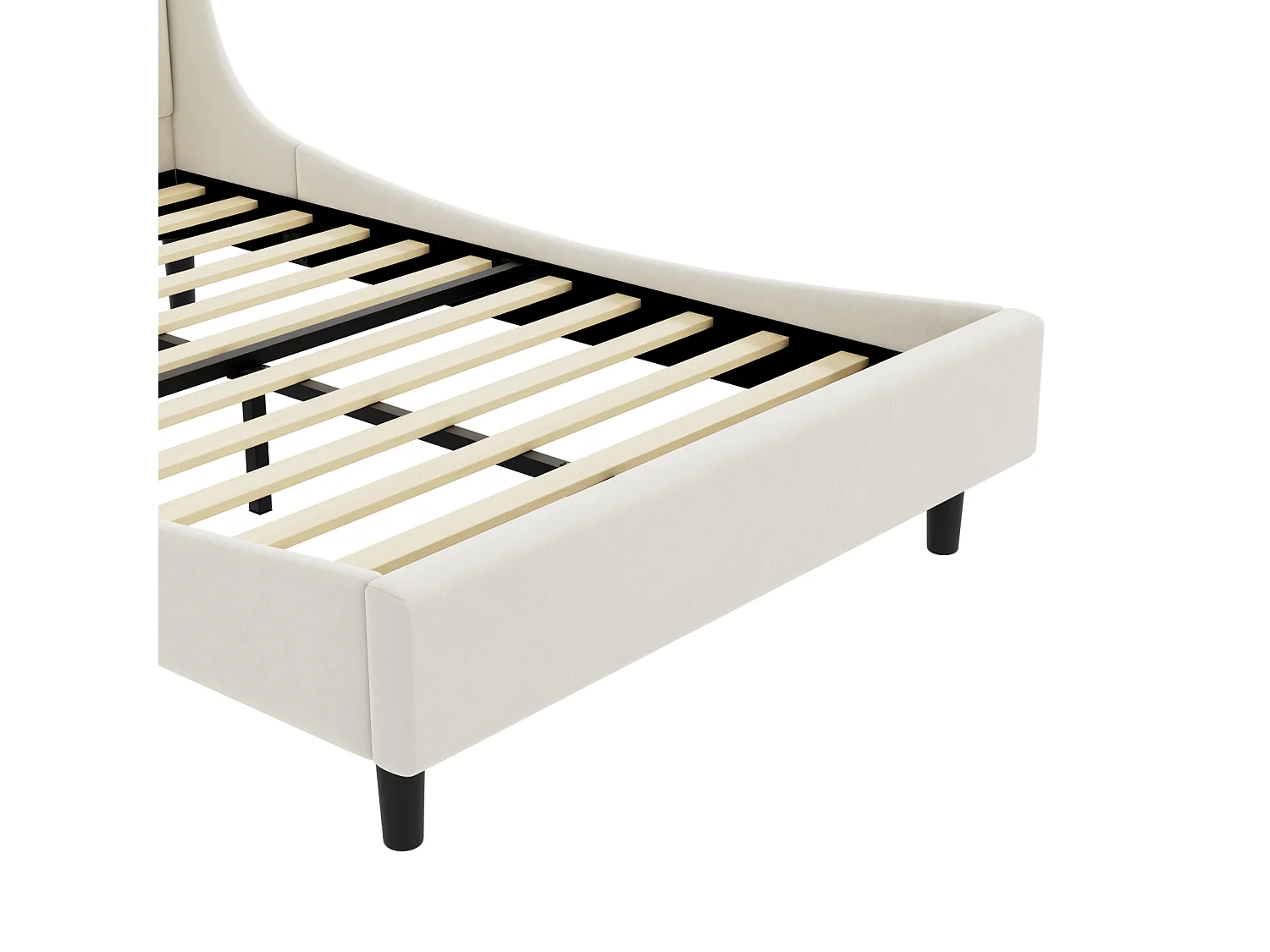 Lit adulte 140 x 200 cm, lit double, lit capitonné avec sommier à lattes, lit ado, velours, beige