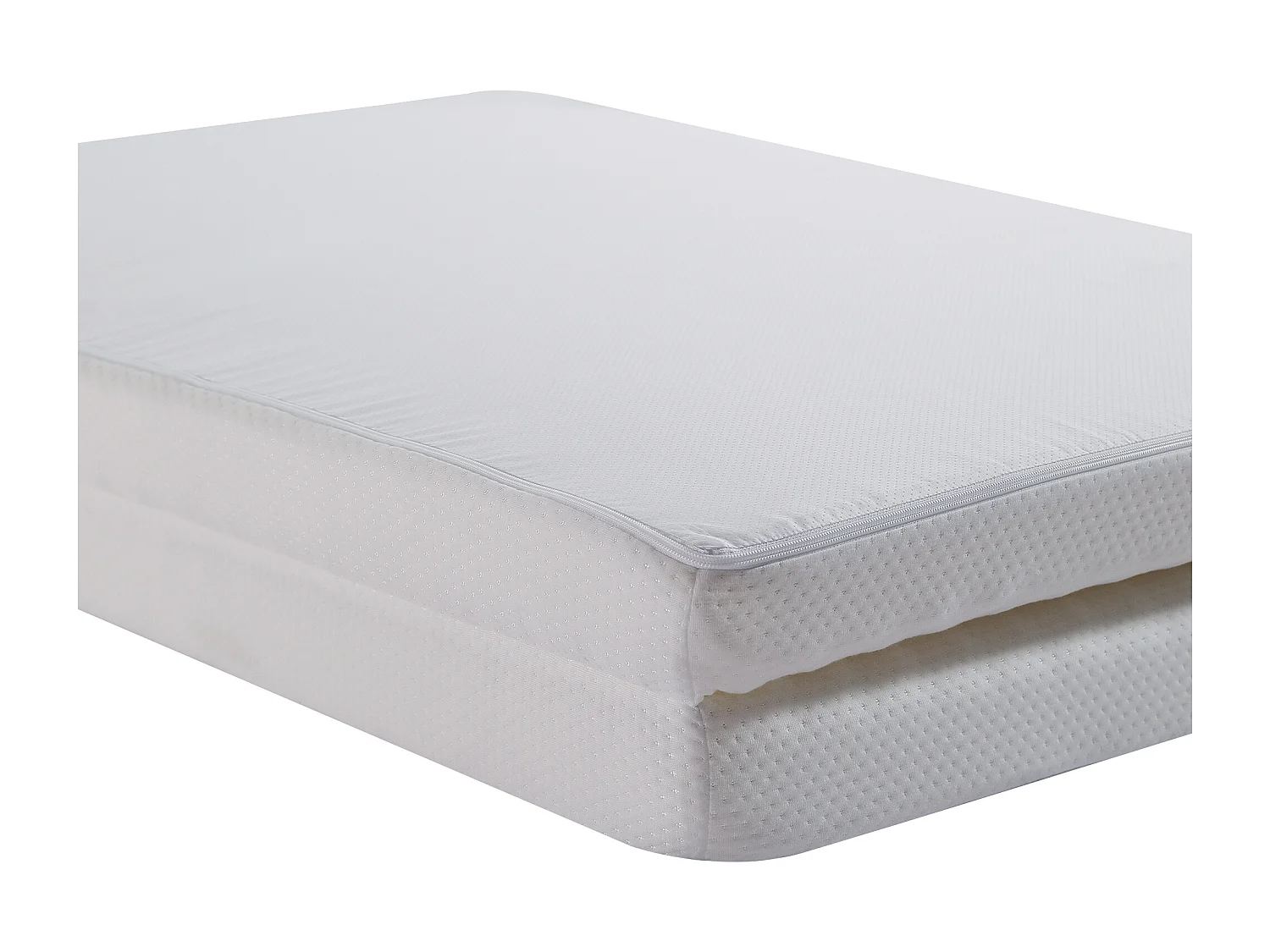 Matelas 140x200cm piable, tissu nid d'abeille, certifié Oeko-Tex, dureté H3, housse blanche + éponge 23D blanc