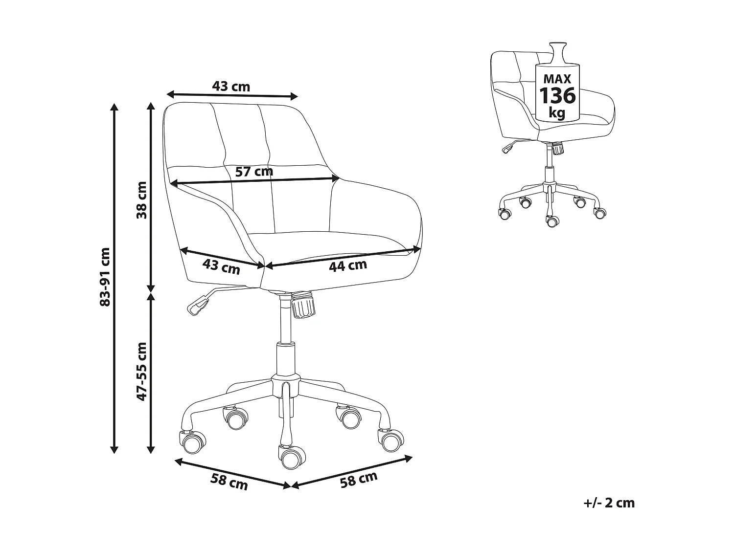 Schreibtischstuhl drehbar PALMDALE Grau