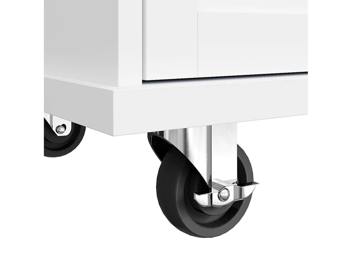 Ilot central de cuisine mobile - 5 tiroirs et 5 compartiments - MDF - Blanc