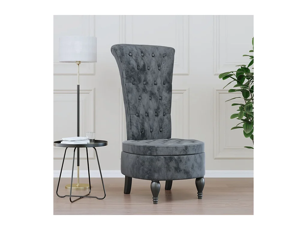 Chaise à dossier haut gris foncé velours conception de bouton