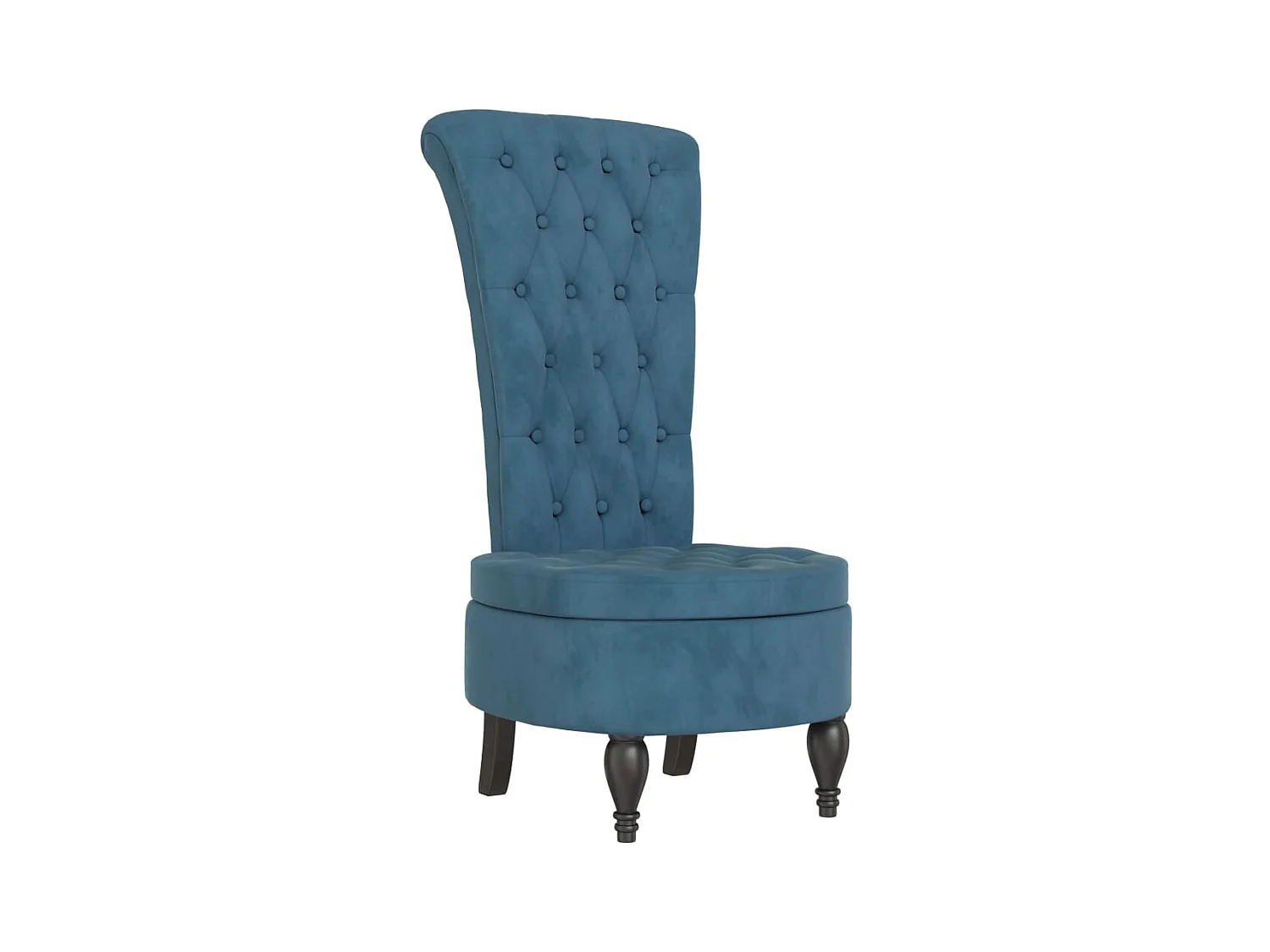 Polsterstuhl mit Hoher Rückenlehne Blau Samt Knopfheftung